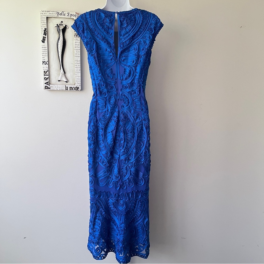 JS Collections Soutache Cobalt Blue Midi Wedding Guest Dress Size 14 - Picture 5 of 12